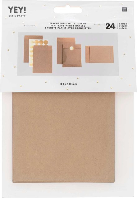 Rico Design Flachbeutel braun aus Papier, 24 Stück, B: 12,0 cm x H: 18,5 cm - Bild 1