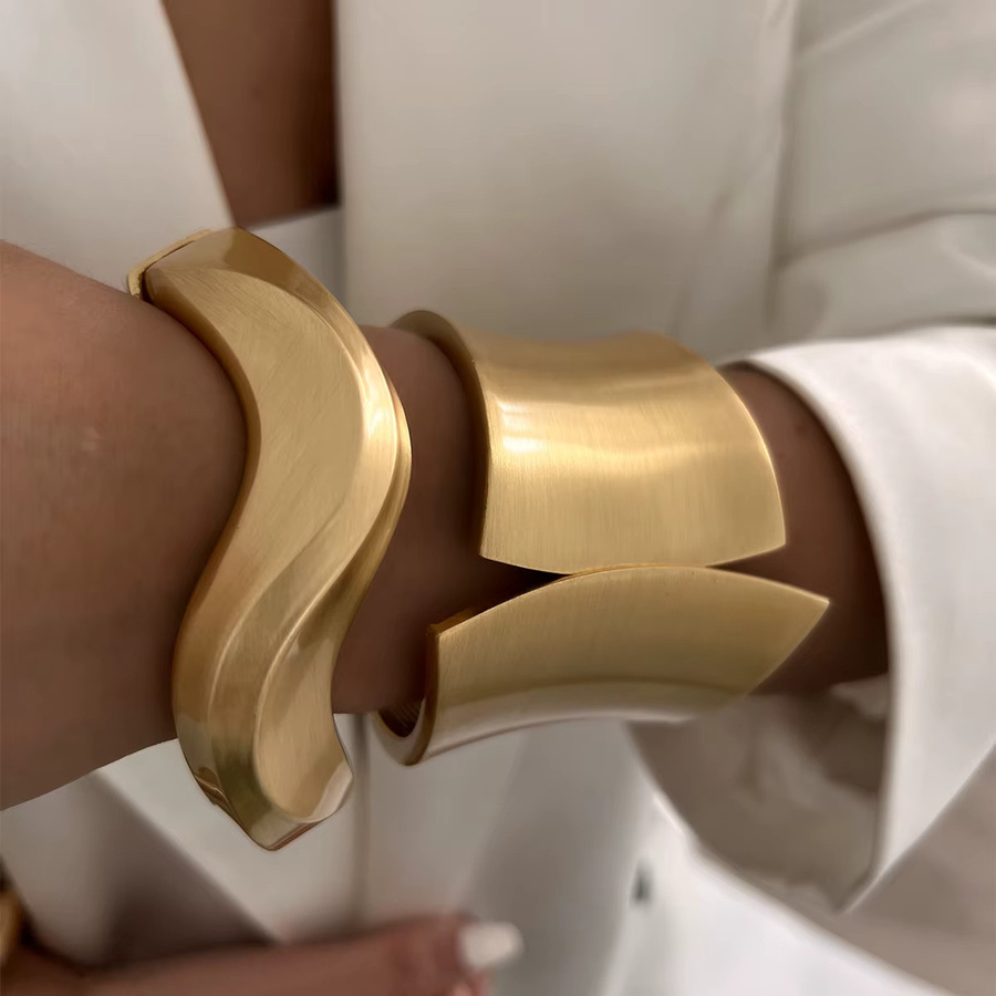 Salircon Armband, Geometrische Welle, Gold, Edelstahl, Damen - Bild 3