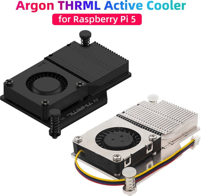 Argon THRML Aktiver Kühler für Raspberry Pi 5 mit PWM-Lüfter und Aluminium-Kühlkörper in Schwarz und Silber - Bild 1