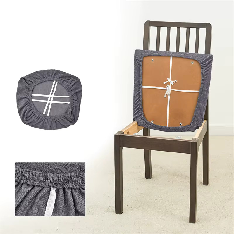 WANERQU Jacquard Stuhlhussen elastische Sitzbezüge für Esszimmer und Büro in Grau - Bild 3