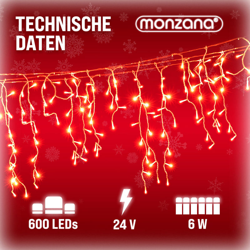 monzana LED Regenlichterkette Warmweiß 20 m für Außen und Innen mit Regeneffekt und IP44 Schutz - Bild 4
