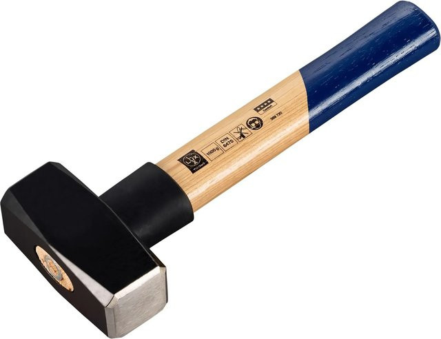 LUX-TOOLS Fäustel Comfort mit geschmiedetem Stahlkopf und Holzstiel, 1000 g - Bild 1