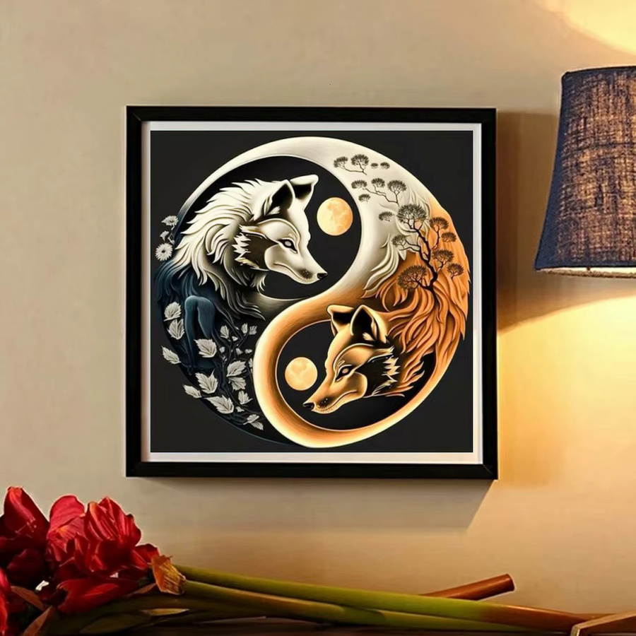 Potdemiel Diamond Painting Set Tai Chi Fuchs Motiv in Multicolour als DIY Kreuzstich Kit zur Wanddekoration - Bild 2