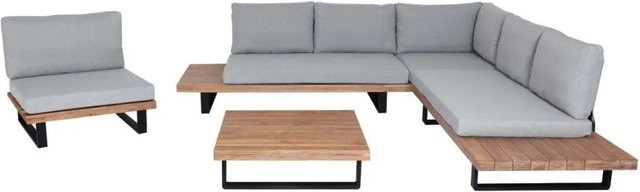 MCW Garten-Lounge-Set H54 mit Sofa und Sesseln aus Akazienholz und Aluminium, Hellbraun mit hellgrauen Spun Poly Polstern - Bild 2