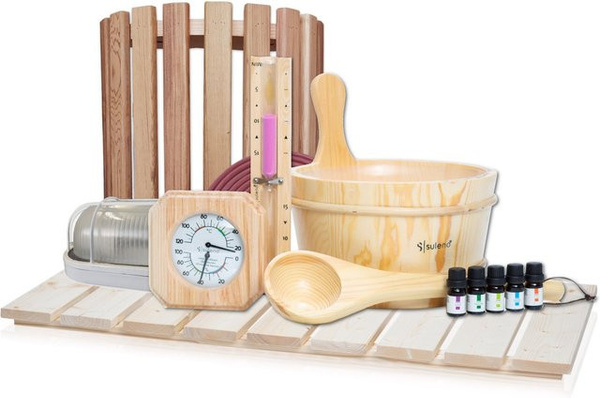 Suleno Saunazubehör Starter Set aus Holz in Multicolor
