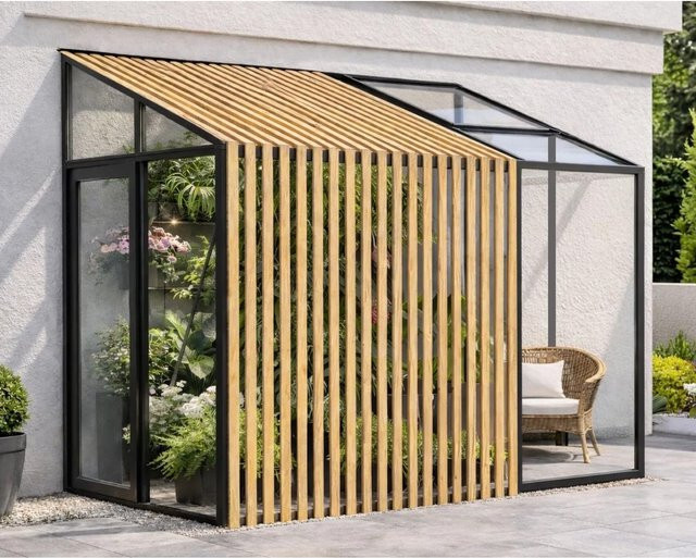 Bloomcabin Wandgewächshaus GHLTAF1 mit Accoya Holz und Sicherheitsglas in Schwarz, B/T/H: 235 x 160 x 160 cm - Bild 1