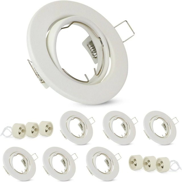 6er Set NETTLIFE Einbaurahmen für GU10 Einbaustrahler aus Metall in Weiß, Rund, Durchmesser: 50 mm - Bild 1