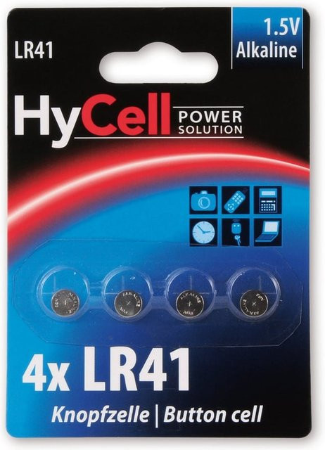 HyCell Knopfzelle LR41, 4er Blister Batterie, Mehrfarbig - Bild 1