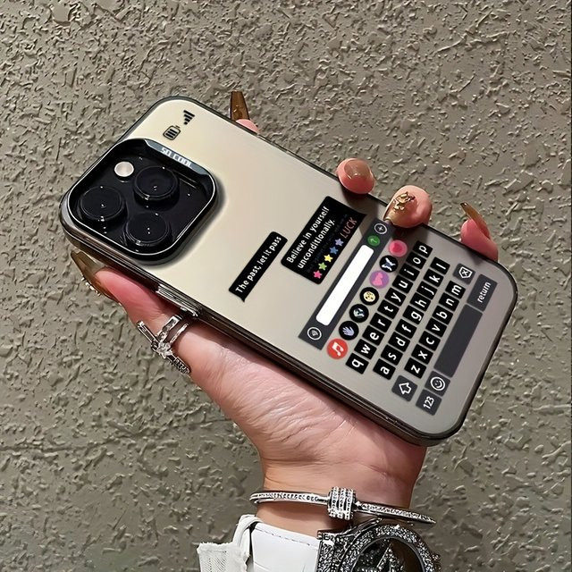 Galvanisierte TPU-Handyhülle mit kreativem Tastaturmuster für iPhone 11 bis iPhone 17 Pro Max in Schwarz - Bild 1