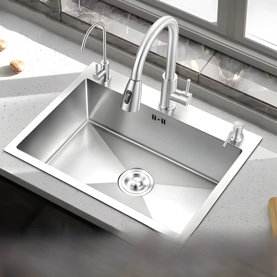 LISM Küchenspüle aus Edelstahl in Silber, gebürsteter Prozess, B/T/H: 58,0 x 43,0 x 25,0 cm - Bild 1