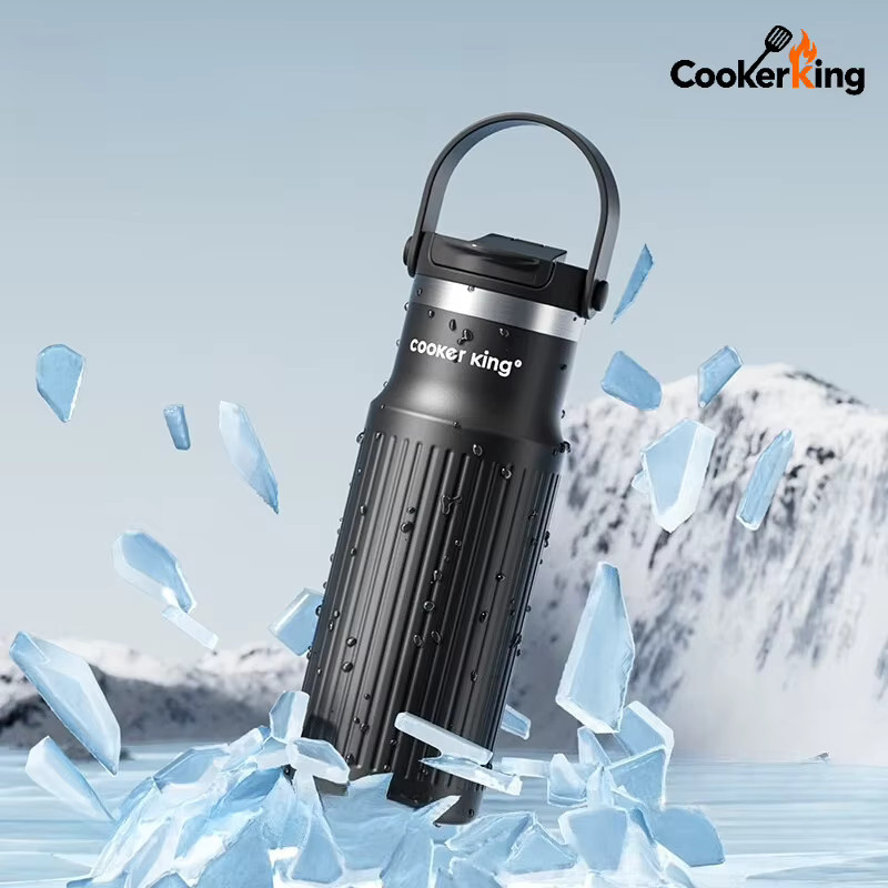 Cooker King Outdoor-Thermoskanne aus 316 Edelstahl und PP in Grün, 650 ml Sport-Isolierbecher und Wasserflasche - Bild 2