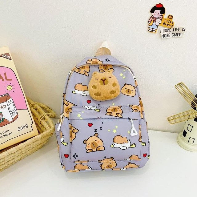 Weft Cartoon-Capybara-Plüschrucksack, Schultasche - Bild 1