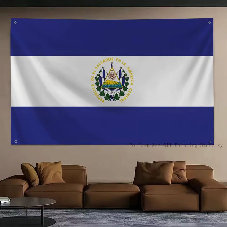 El Salvador Flagge aus Polyester mit vier Ösen in Blau und Weiß - Bild 4