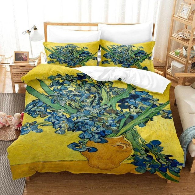 Bettwäscheset Van Gogh Abstrakte Kunst Malerei mit Bettdeckenbezug und Kissenbezug, Farbe Gelb, B/H: 135 x 200 cm - Bild 1