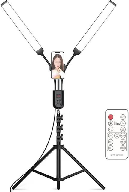 Aimo Flexibles 2-Arm-LED-Videolicht in Grau, dimmbares zweifarbiges Fülllicht mit Timer für Fotografie und professionelle Anwendungen - Bild 1