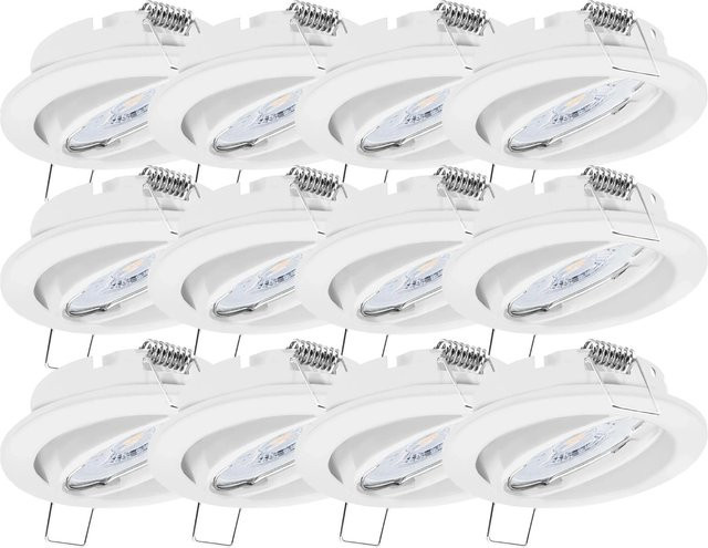 Oktaplex 12er Set Einbauleuchten Dijon mit LED Modul, schwenkbar, Weiß, Warmweiß 2700K, 380lm - Bild 1