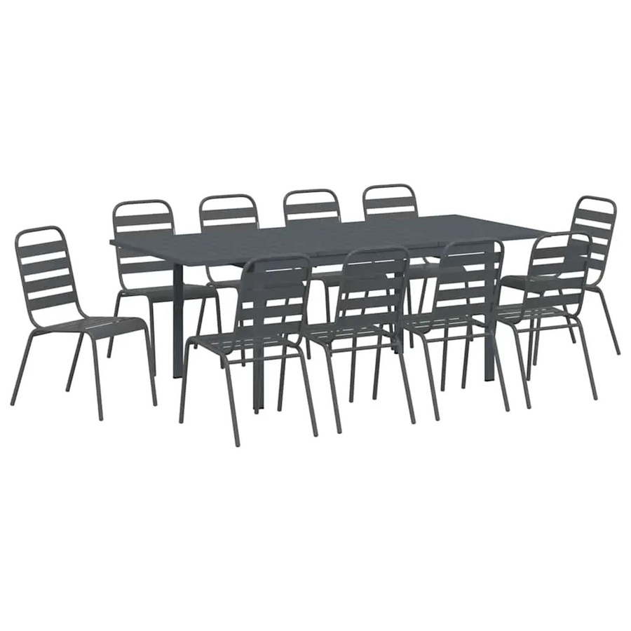 vidaXL Garten Essgruppe aus Stahl, 11-teilig, Anthrazit matt - Bild 2