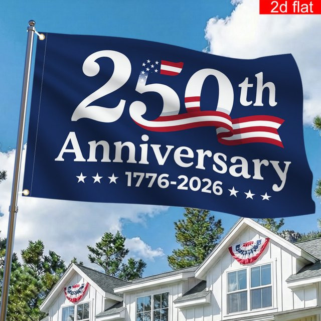 VIKAMA Dekorative Gartenflagge zum 250. Jahrestag der amerikanischen Flagge, 2D-Flachbanner für den Außenbereich, B: 90 cm, H: 150 cm - Bild 1