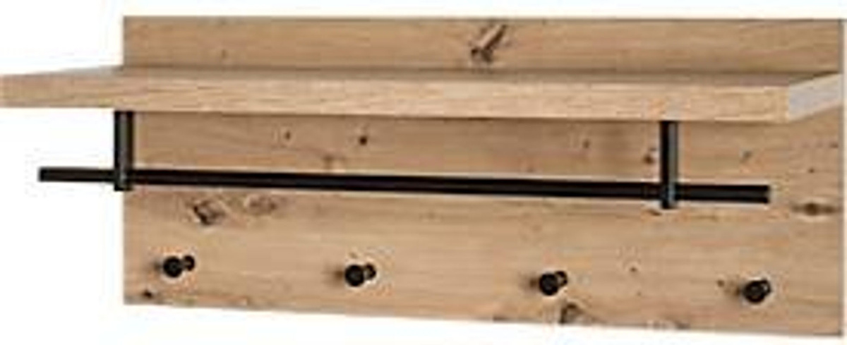 HAKU Wandgarderobe PARMA mit 4 Haken und Hutablage, Eiche-Dekor/Schwarz, B: 75 cm, H: 30 cm, T: 26 cm - Bild 3