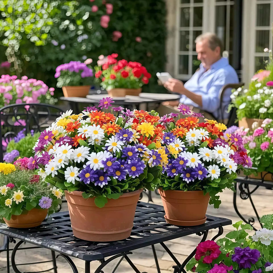 HUALIANQI Künstliche Gänseblümchen Dekofloral in Lila und Mehrfarbig für Hochzeit, Valentinstag und Garten-Dekoration - Bild 3