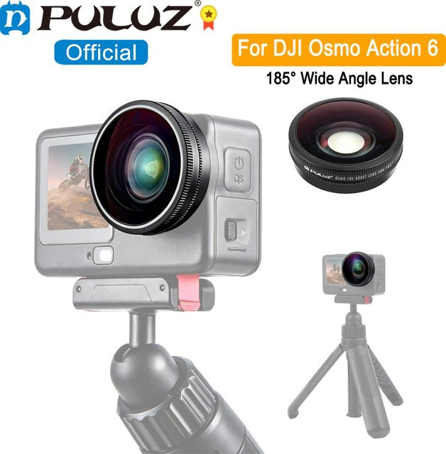 PULUZ Weitwinkelobjektiv 185 Grad für DJI Osmo Action 6 in Schwarz - Bild 1