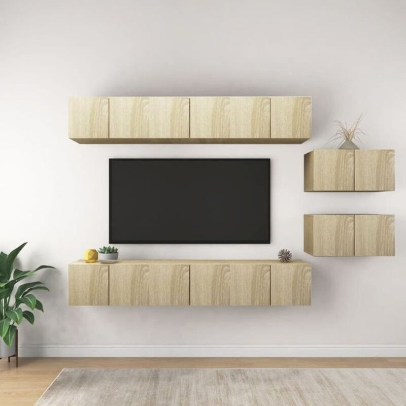 Vidaxl TV-Schränke im 8er-Set aus Holzwerkstoff in Sonoma-Eiche und Braun im modernen Design - Bild 1