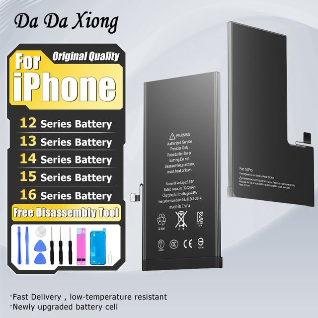 Da Da Xiong Nullzyklus-Akku in Schwarz für iPhone 12, 13, 14, 15, 16 Plus, 15 Pro, 15 Pro Max, 16 Pro Max, 14 Pro, 12 Mini und 13 Mini kompatibel mit iOS - Bild 1