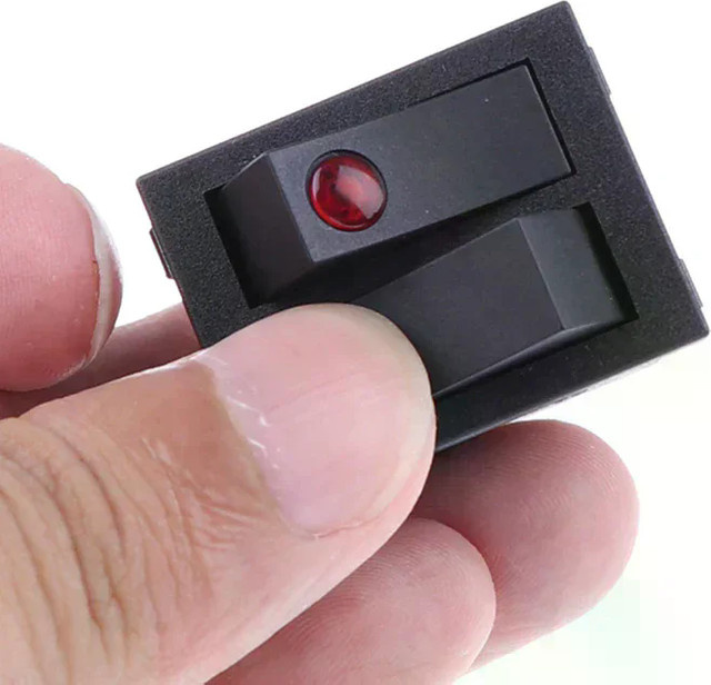 Doppelknopfschalter Wippschalter mit Licht für Wärmerölheizung, 250 V 15 A, Schwarz - Bild 1