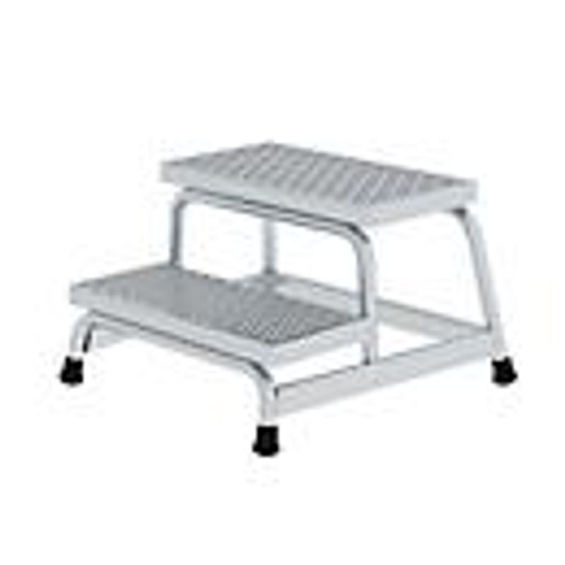 MUNK Günzburger Steigtechnik Arbeitspodest aus Aluminium mit 2 Stufen, Farbe Silber, Trittfläche Breite: 55 cm, Tiefe: 30 cm, maximale Arbeitshöhe: 2,4 m - Bild 2