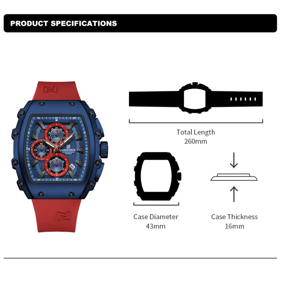 NAVIFORCE Armbanduhr, Quarz, Edelstahl, Blau, Herren - Bild 2