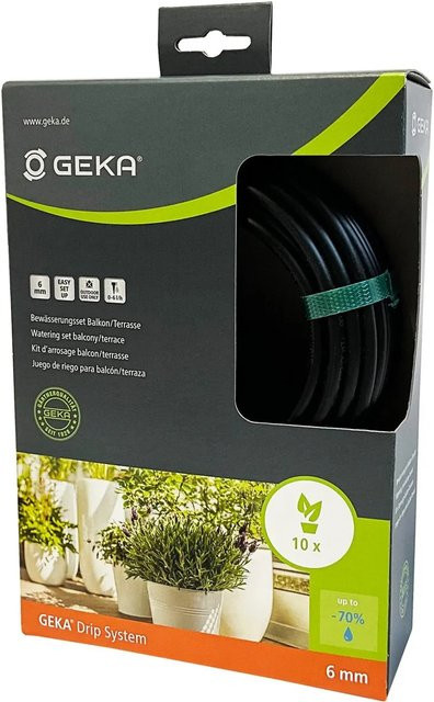 GEKA Drip Bewässerungssystem mit Reihentropfern für Balkon und Terrasse, Schwarz, Ø 6 mm - Bild 1