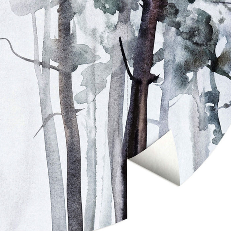K&L Wall Art Runde Vliestapete Aquarell Wald, mehrfarbig, matt - Bild 3