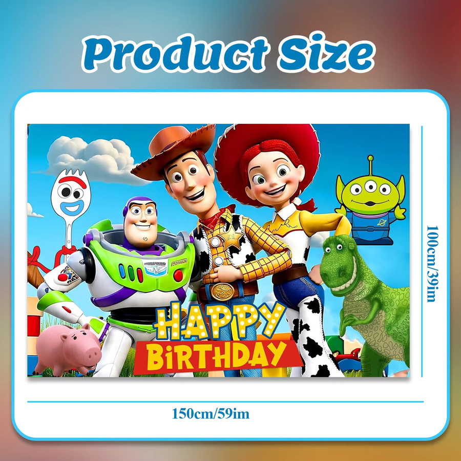 Disney Cartoon Geburtstag Fotohintergrund Happy Birthday Banner in Grün und Mehrfarbig - Bild 3