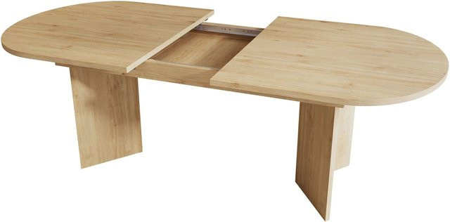 okwish Esstisch modern mit abgerundeten Ecken ausziehbar für 4–6 Personen, Farbe: beige, B/T/H: 160 bis 200 x 90 x 75 cm - Bild 1