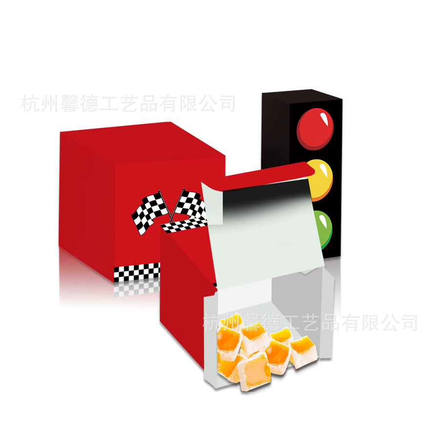 YSOIHF Rennwagen Partyboxen in Rot mit Checkered-Design für deine Geburtstagsfeier - Bild 3