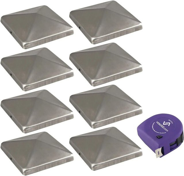 vasalat Set Pfostenkappe aus Edelstahl in Silber für 7x7 cm inklusive Schrauben - Bild 1
