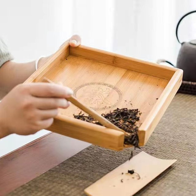 Chinesisches Tee-Set aus Bambus in Schwarz und Braun mit Tee-Box und Kanister zur Aufbewahrung von Puer Tee - Bild 1
