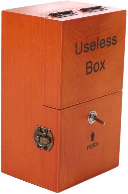 Lustige elektronische Nutzlose Box von Binchi Outdoor Equipment als Schreibtischdekoration aus Holz in Braun, B/T/H: 15,0 x 9,0 x 7,0 cm - Bild 1