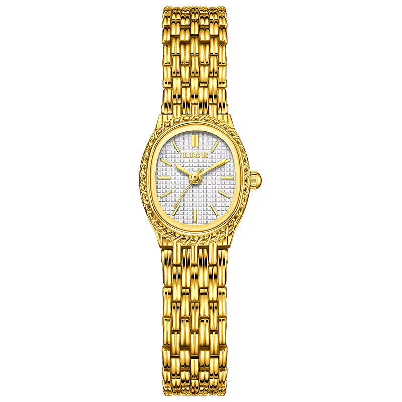 LIGE Damenarmbanduhr, Quarz, Gold, Silikon, Diamantbesetzt - Bild 4