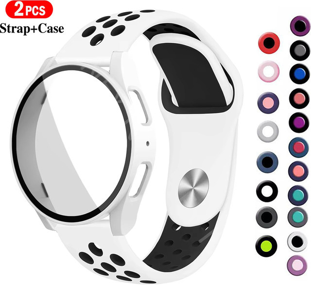 Silikonarmband mit Hülle und gehärtetem Glas für Samsung Galaxy Watch, 2er-Pack - Bild 1