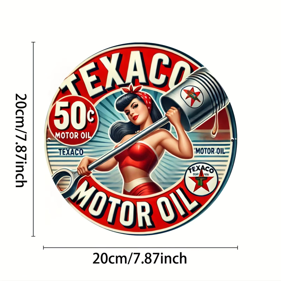 Vintage Texaco Tankstelle Metallwandkunst aus Aluminium, mehrfarbig, B: 20 cm, H: 20 cm - Bild 2