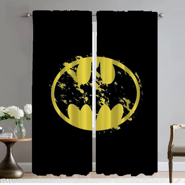 2er-Set Verdunkelungsvorhänge für Innenräume mit Motiv, Schwarz, B: 60 cm, H: 90 cm - Bild 1
