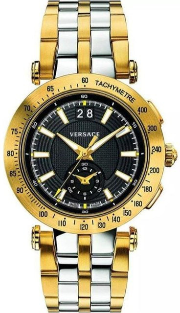 Versace Chronograph, Bicolor, Edelstahl, Quarz, 42 mm, Herren, Schwarz - Bild 1