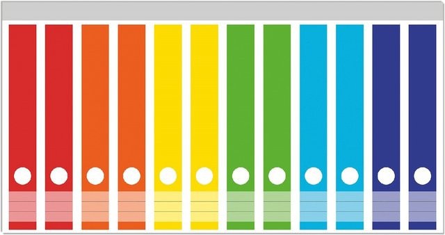 Wallario Ordnerrücken Sticker 12 Stück in buntem Regenbogen-Design zum Ablenken und Sortieren - Bild 1