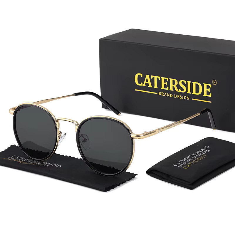 CATERSIDE Sonnenbrille, Rund, Vollrand, Metall, Gold, Unisex - Bild 2