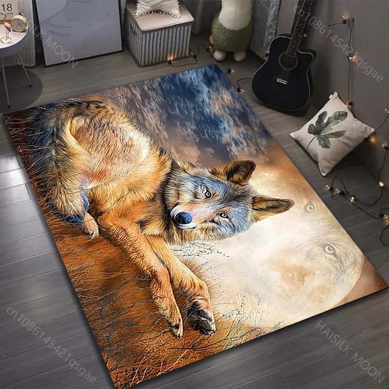 UQIDEHOME Vintage Art Wolf Teppich, Mehrfarbig, B/T: 80 x 50 cm - Bild 2