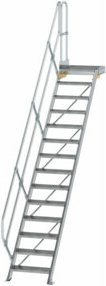 Günzburger Aluminium-Treppenplattform 45 Grad mit 14 Stufen in Silber, B/T/H: 110 x 60 x 46 cm - Bild 1