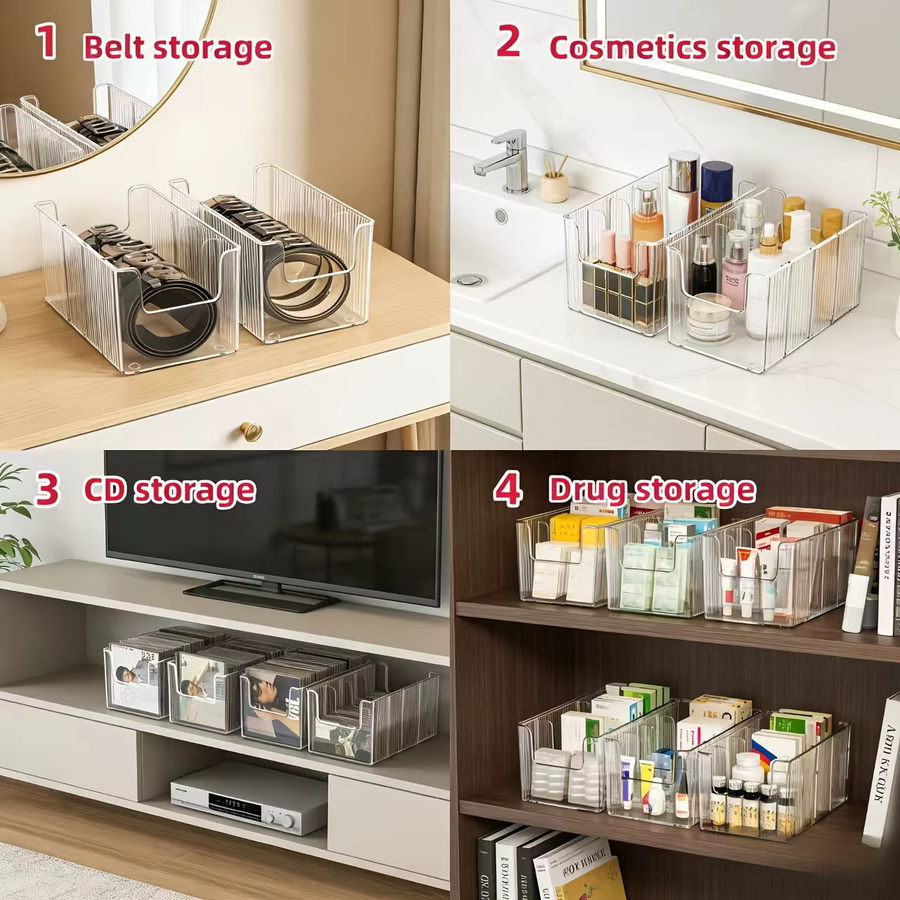 YOCITY Kosmetik-Aufbewahrungsbox aus Acryl in Transparent mit 3 herausnehmbaren Trennwänden und Lamellen-Design - Bild 4