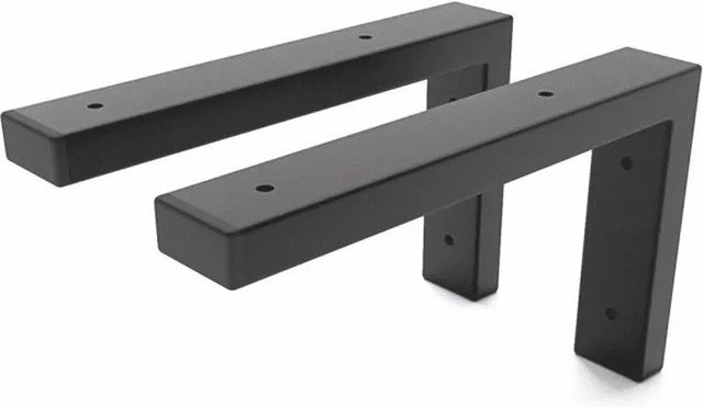HEVVA Waschtischhalterung MAIN 2er Set Schwarz Matt aus Metall, Tiefe: 25 cm - Bild 1