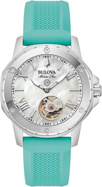 Bulova Damenuhr Marine Star, Automatik, Edelstahl, 35 mm, Silikon, 10 ATM - Bild 1